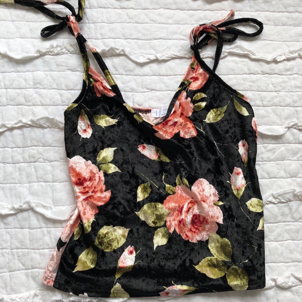 Velvet rose floral tank top- Ivy + Maine